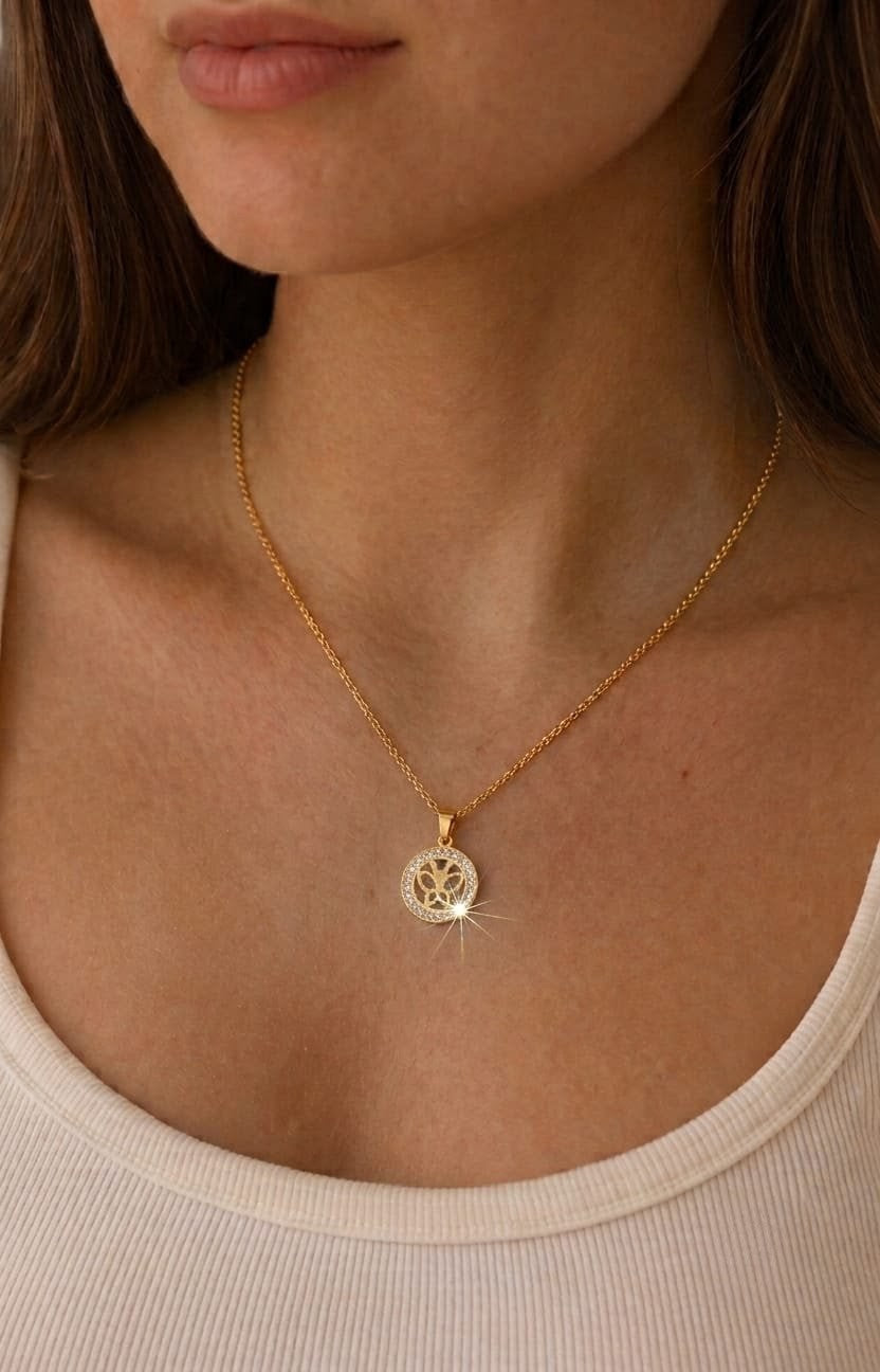 Sparkling Butterfly Charm Necklace